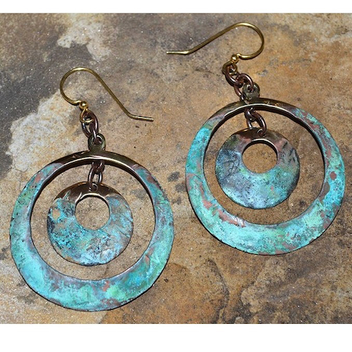 EC-157 Earrings, Textured Circle Dangle $110 at Hunter Wolff Gallery